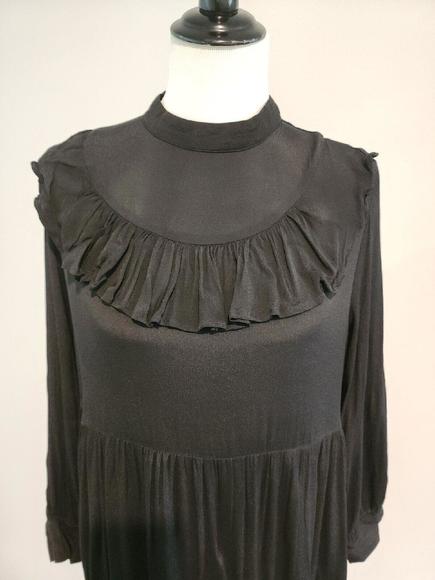 Zara Black Long Sleeve Ruffle Dress  Size Small - Picture 2 of 9